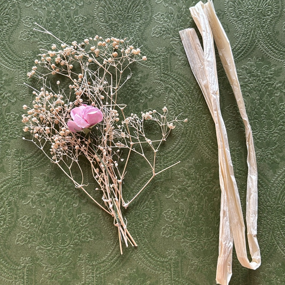 Dried Floral Arrangement with Ribbon